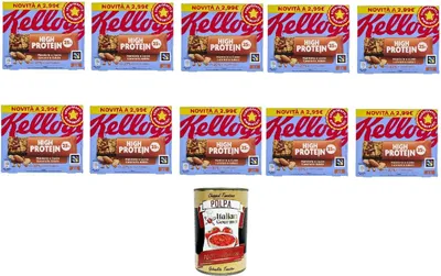 Produktbild von High Protein Mandorle e Caramello Salato 140g Riegel mit gesalzenem Karamell und Trockenfrüchten 10x140g + Italian Gourmet polpa 400gr