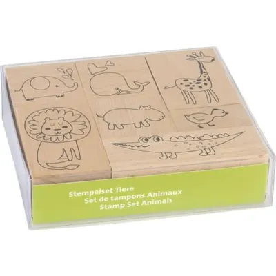 Produktbild von HEYDA 204888688 Stempel-Set Tierbabys 12 x 10 x 3 cm Holz