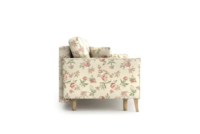 Produktbild von Juliett 3-Sitzer-Sofa mit Schlaffunktion, Massivholzkonstruktion, skandinavischer Stil, Hohe Beine aus Eichenholz, gewachst, Chenille-Stoff Rose 16