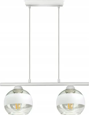 Produktbild von LUXOLAR Led Pendelleuchte 2 flammig - Deckenleuchte Weiß E27 60W - Hängelampe für Wohnzimmer, Küchen - Weiß Glas Kugeln