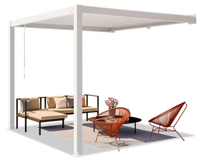 Immagine prodotto di PRIMEYARD Pergola addossata 3x3 m montanti in alluminio con tetto a doghe in acciaio pergola a muro bianca