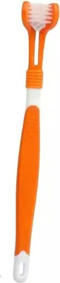 Immagine prodotto di Spazzolino per cani con tripla testina 17 cm arancione