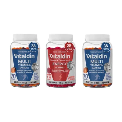 Immagine prodotto di Vitaldin Multivitamin Gummies 2 pezzi + Energy 1 pezzo per adulti, gusto frutta