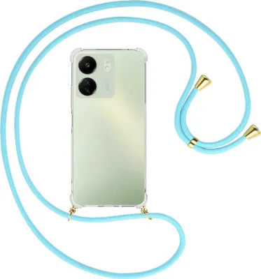 Produktbild von Handykette Backcover-Schutzhülle mit Band (Metall goldfarben) für Xiaomi Redmi 13C (6.71'') - himmelblau