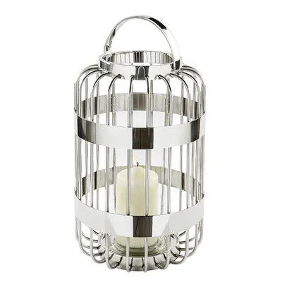 Produktbild von Fink CAMERON, Windlicht mit Glas, Glas, silber, H. 40 cm, D. 26 cm Höhe: 39.50 cm Durchmesser: 25.50 cm 159037
