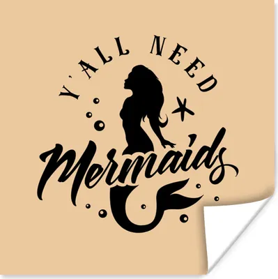 Produktbild von MuchoWow® Poster Meerjungfrau - Zitate - Silhouette 50x50 cm - Wohnzimmerdekoration