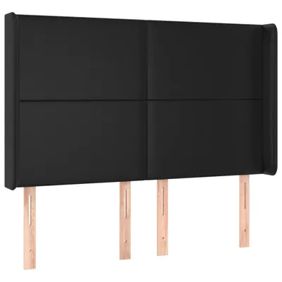 Image de vidaXL Tête de lit avec oreilles Noir 147x16x118/128 cm Similicuir