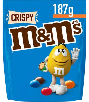 Zdjęcie produktu dla M&M's Crispy Chocolate Snack 187 g - Chrupiące nadzienie ryżowe w mlecznej czekoladzie