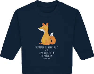 Produktbild von Mr. & Mrs. Panda Organic Baby Pullover Einhorn Fuchs 6. - 12. Monat - French Navy - Geschenk, Unicorns, Füchse, Foxycorn, Bullover, Einhörner, Unicorn