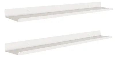 Produktbild von Weißes Metall-Wandregal, 70 cm, 2er-Set – Schmale Wandablage 70 x 10 cm – Wand- und Fotoregal für Bilderrahmen, Pflanzen und Dekorationen – Unsichtbare Montage