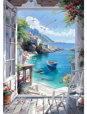 Image de Kit de peinture diamant 5D, paysage, multicolore, 30x40 cm