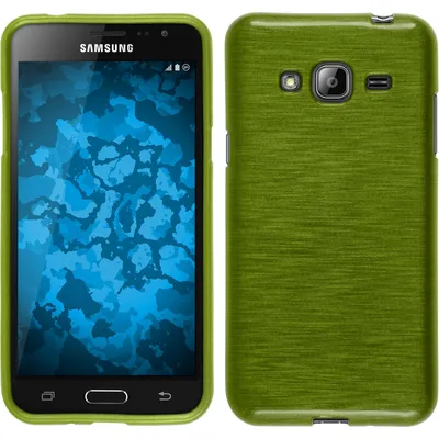 Produktbild von PhoneNatic Case kompatibel mit Samsung Galaxy J3 - pastellgrün Silikon Hülle brushed + 2 Schutzfolien