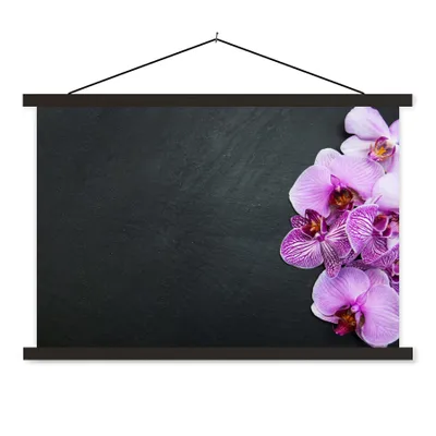 Produktbild von MuchoWow® Textilposter Orchidee - Blumen - Rosa - Flora 90x60 cm mit schwarzem Rahmen - Aufhängungssatz