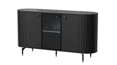 Produktbild von Glaskommode mit abgerundeten Seiten ZANTE 03,  Sideboard, Mehrzweckschrank, Beleuchtet, [Schwarz]