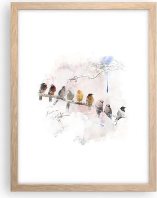 Produktbild von Gerahmtes Poster - Rahmen in heller Eiche - Vögel Kanarienvogel Zweig - 30x40 cm - Wand Bild - Wanddeko - Wandbilder - Wandposter - Bilderrahmen - Bilder - Kunstdruck - Wandbild - P2NPA30x40-4175