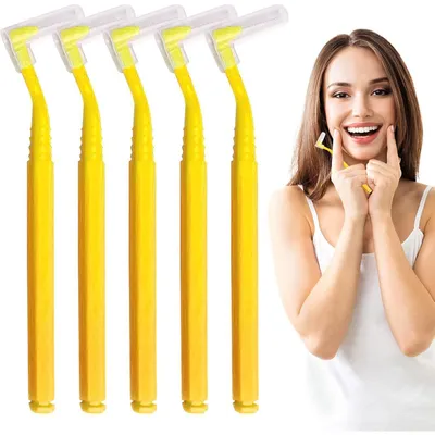 Produktbild von 40 L-Förmige Interdentalbürsten Gelb für Zahnreinigung Zwischenräume