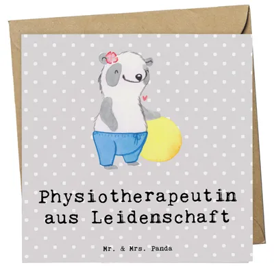 Produktbild von Mr. & Mrs. Panda Grußkarte Physiotherapeutin Leidenschaft - Grau Pastell - Geschenk, Klappkarte, anlasskarte, Glückwunschkarte, faltkarte, doppelkarte
