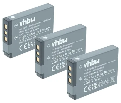 Produktbild von vhbw 3x Akku kompatibel mit Kodak EasyShare V1003, M380, M381, M420, V803, Z950 Kamera (700 mAh, 3,6 V, Li-Ion)