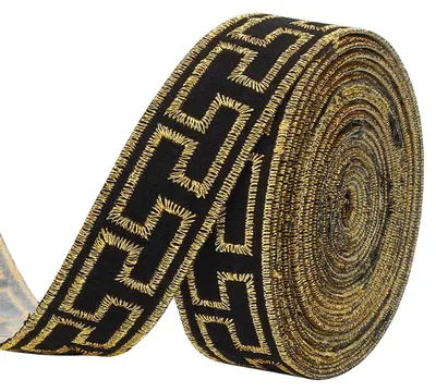 Produktbild von Vintage-Jacquardband, 3,9 m lang, 23 mm breit, für Kleidungsdekoration mit Blumenmuster