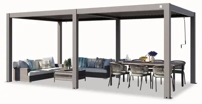 Produktbild von PRIMEYARD Pergola 3x6 m Aluminium Pfosten mit Lamellendach aus Aluminium graue Terrassenüberdachung