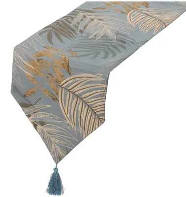 Tafelloper aus Polyester, Blau/Gold, 30 x 180 cm