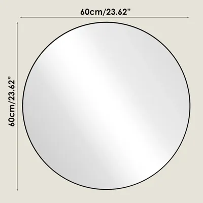 Zdjęcie produktu dla Lustro łazienkowe – okrągłe lustro ścienne MCL6060 – średnica 60 cm – tworzywo sztuczne – czarne
