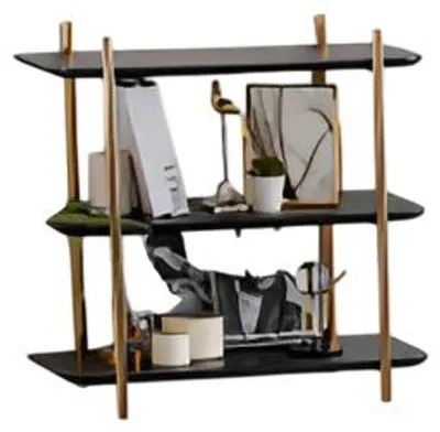 Image de Étagère design en métal noir et or – Étagère sur pied moderne