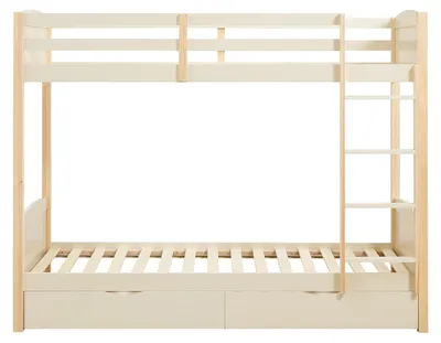 Produktbild von Etagenbett 2 x 90 x 200 cm - 2 Schubladen - Kiefer und MDF – Beige und Naturfarben - LIMODARA