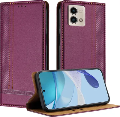 Produktbild von Handyhülle für Motorola Moto G Stylus 5G 2023 Leder Flip Klappbare Schutzhülle mit Standfunktion Lila
