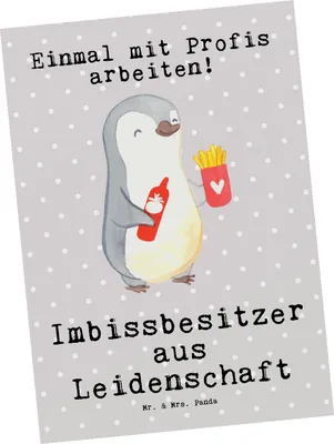 Produktbild von Mr. & Mrs. Panda Postkarte Imbissbesitzer Leidenschaft - Grau Pastell - Geschenk, Postkarten, Witzig, Ansichtskarten, Imbissverkäufer, Ansichtskarte, Pommesliebe, Lustig