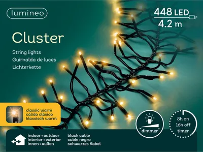 Produktbild von Kaemingk Lumineo Cluster Lichterkette 448 LED klassisch wam außen 4,2 m schwarz