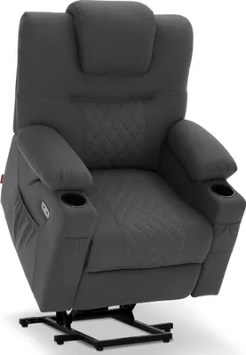 Produktbild von M MCombo Fernsehsessel mit Aufstehhilfe Elektrisch, Relaxsessel mit Liegefunktion, Massagesessel mit Wärmefunktion, Rückenlehne &Fußstütze Getrennt Verstellbar, Seniorensessel für Wohnzimmer, Mikrofaser-Stoff, 7565 (Dunkelgrau)