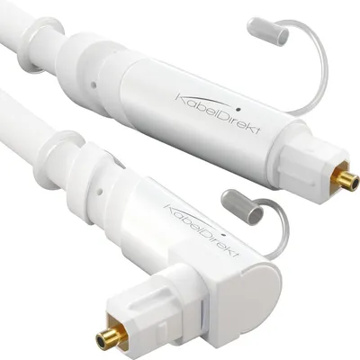 Immagine prodotto di KabelDirekt – Cavo audio ottico TOSLINK a 90° – 0,5m – Bianco – Per soundbar