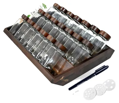 Image de Lot de pots à épices, capacité de 120 ml, étagère écologique, 21 pièces