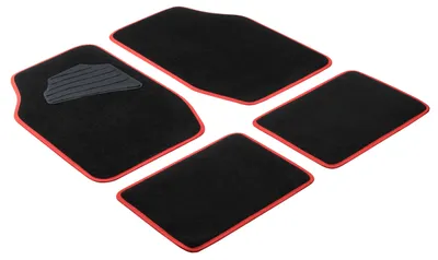 Produktbild von Walser Autoteppich Matrix 4-teilig universal schwarz/ Band rot, 29024