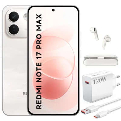 Immagine prodotto di Smartphone Xiaomi Redmi Note 17 Pro Max 5G, 8GB di RAM, 512GB di memoria, colore Cloud Blush, con caricabatterie da 120W e auricolari
