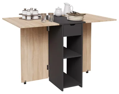 Imagen del producto de CASABEL Mesa de comedor plegable con almacenamiento, 2-4 personas,