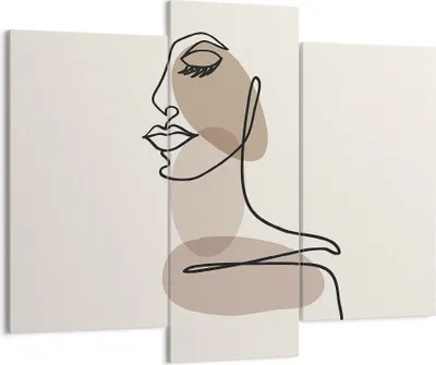 Produktbild von Bild auf Leinwand - Leinwandbild - 3 Teile - Zeichnung einzeilig Frau - 130x100cm - Wand Bild - Wanddeko - Wandbilder - Leinwanddruck - Bilder - Wanddekoration - Leinwand bilder - CB130x100-4612