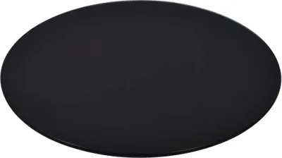 A plain black oval object, likely a part of a larger item, is shown against a white background.