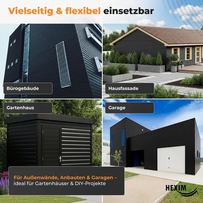 Produktbild von HEXIM Siding Fassadenpaneele außen Fassadenverkleidung wetterfest Kunststoffpanelee PVC-U Verkleidung Außenwand Hausverkleidung UV-beständig - (1 Paneel anthrazit 0,48QM)