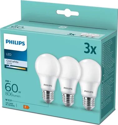 A package of Philips LED light bulbs.