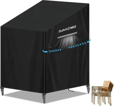 Image de Empilable à l'extérieur et résistant à l'eau - Chaise de jardin en tissu Oxford 420D avec protection UV - 80 x 100 x 150/110 cm
