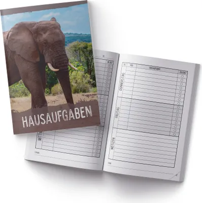 Produktbild von itenga Hausaufgabenheft Elefant (Motiv 28) DIN A5, 96 Seiten