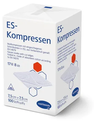 Produktbild von 10x Hartmann ES-Kompressen verschiedene Größen, unsteril - 7,5 x 7,5 cm | Packung (100 Stück)