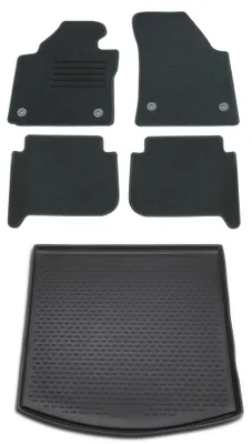 Produktbild von Gummi-Kofferraumwanne + Fußmatten Set für VW Touran 1T, Bj. 11/2006-8/2010