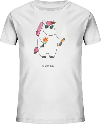 Produktbild von Mr. & Mrs. Panda Kleinkinder T-Shirt Einhorn Woodstock 12-14 Jahre (152/164) - Weiß - Geschenk, Alkohol, Kindershirt, Unicorn, Kiffen, Party, Einhörner, Teenager