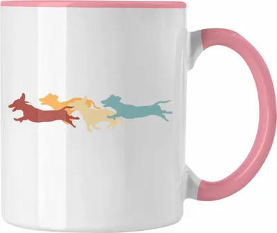 Produktbild von Trendation - Dackel Tasse Geschenke Dachshund Rauhaardackel Lustig Hunde Vintage (Rosa)