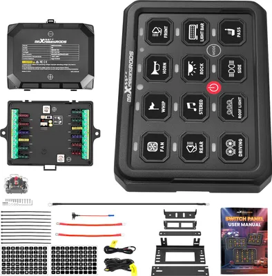 Image de Tableau de12 vitesses universel pour voiture, bateau, UTV, ATV, écran tactile 12-24 V, 80 A, noir