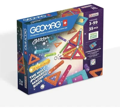 Image de Jeu de construction GEOMAG - Panneaux à paillettes - 35 pièces - Magnétique - Plastique recyclé