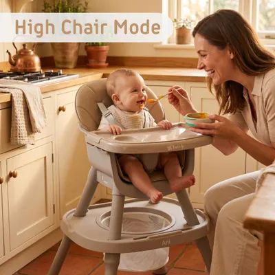 Produktbild von Kinderstuhl 4-in-1, braun, bis 15 kg, mit Tablett, für Babyernährung
